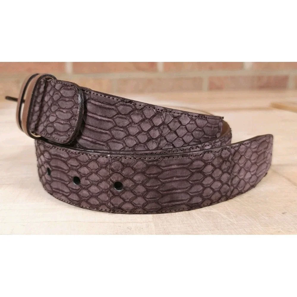 Mezlan Sueded Snake Skin Belt Purple‎ Gray Mens Size 40 Made in Spain 9975/35
